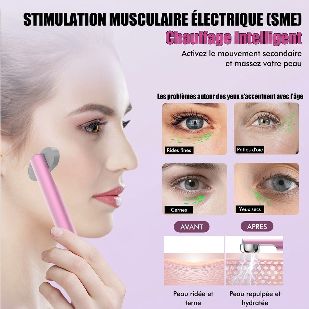 Baguette de Beauté Faciale M3 – Massage Électrique SME & Photothérapie LED (7 Couleurs)