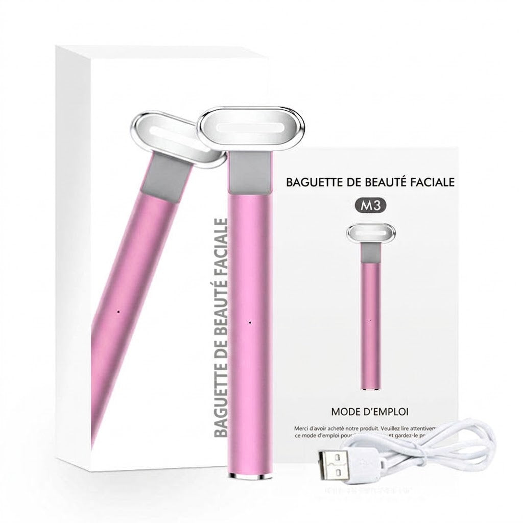 Baguette de Beauté Faciale M3 – Massage Électrique SME & Photothérapie LED (7 Couleurs)